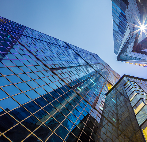 Glass building facade